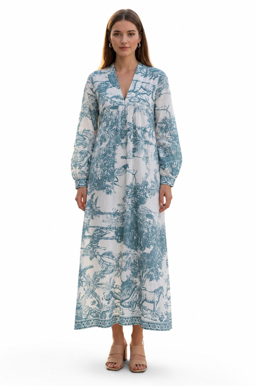 Handmade Blue White Toile Print Boho #337531H55B